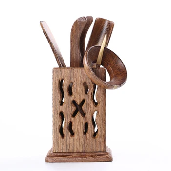 

Tea Ceremony Six Gentlemen Complete Set Kung Fu Accessories Black Sandalwood Chicken Wings Solid Wood Small Storage Bottle