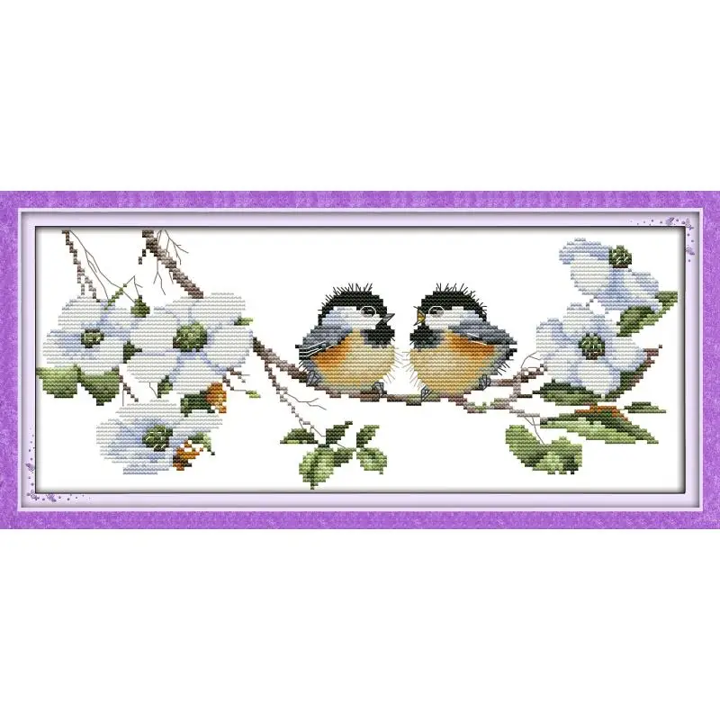 Joy Sunday Cross Stitch Embroidery Happy Birds Cotton Thread Painting DIY Needlework Kits 11CT 14CT Animal Cross-stitch Kit | Дом и сад