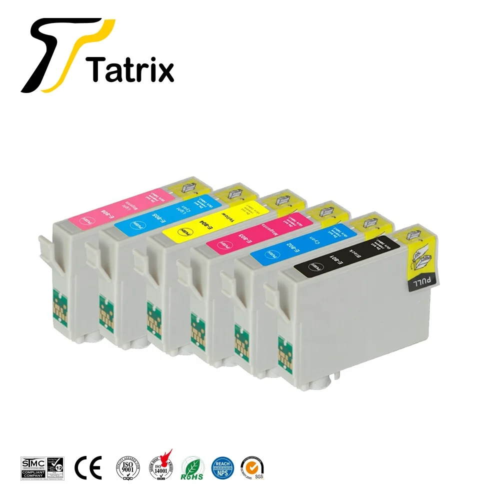 Чернильный картридж Tatrix 6PK для T0801 T0802 T0803 T0804 T0805 T0806 совместим с Epson Stylus Photo P50 T59 R265 270