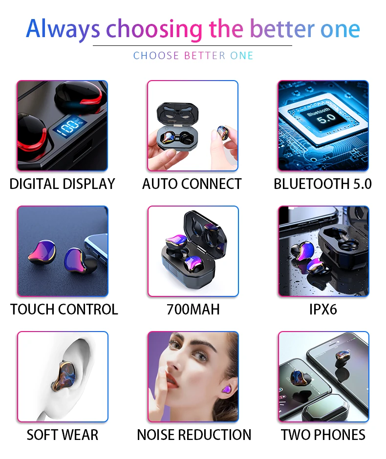 Крутые G01 TWS, беспроводная bluetooth-гарнитура, наушники Bluetooth 5,0 6D, объемные наушники с сенсорным управлением, наушники HIFI, стерео наушники