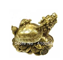 Бесплатная доставка счастливое китайское изделие из бронзы ручной работы фэншуй Статуя Дракона черепахи(China)