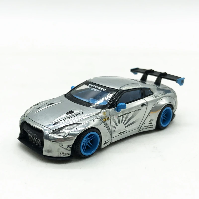 1: 64 литьевой сплав серый Nissan Gtr-lb Nissan Ares широкая ширина Модифицированная мини-сцена модель