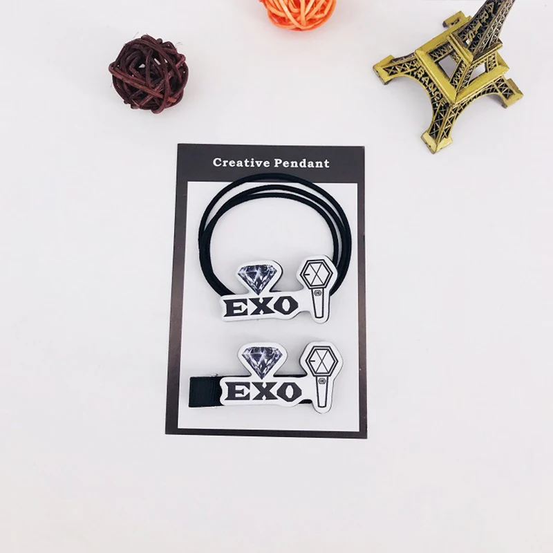 EXO Kpop EXO веревка для волос и комплект заколок для волос EXO девушка аксессуары для волос головной убор кольцо для волос K-pop EXO вентиляторы подарки, Прямая поставка - Цвет: EXO