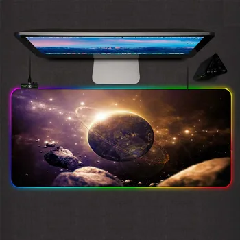

XGZ Gaming Mouse Pad RGB Mouse Pad Starry Sky Moon LED Color Backlight Computer Notebook Office Keyboard Carpet Large Mouse Pad
