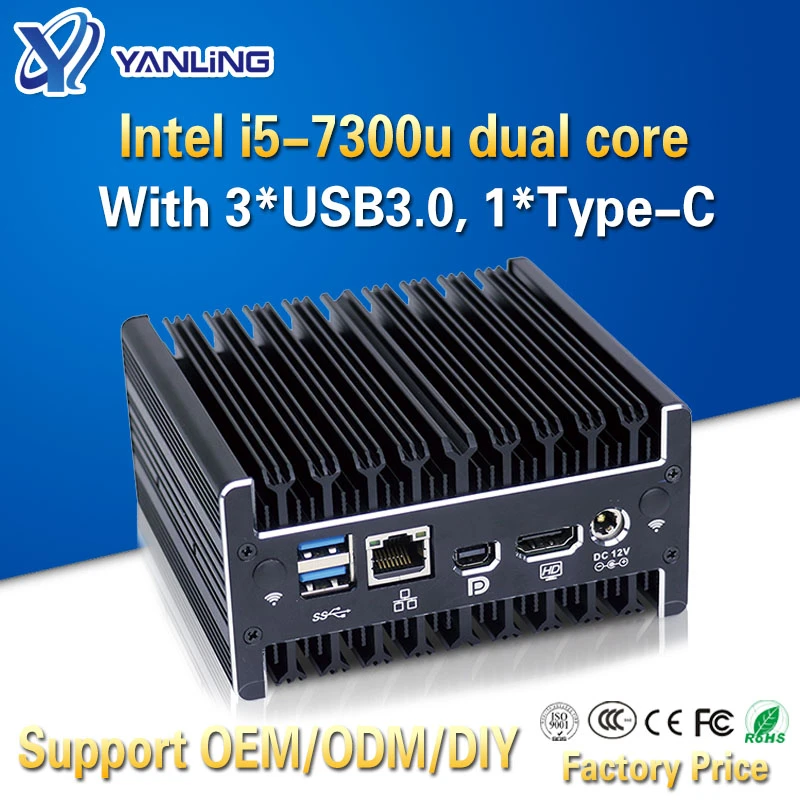 Yanling High Stability Intel Core I5 7300u Nuc Mini Pc Dual Core Thin Client Fanless Computer With 3 Usb3 0 Type C Port For Home Mini Pc Aliexpress