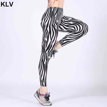 

Womens Mid Rise Milk Fiber Ankle Length Leggings Black White Zebra Stripes Stretchy Tights Yoga Workout Sports Pencil Pants