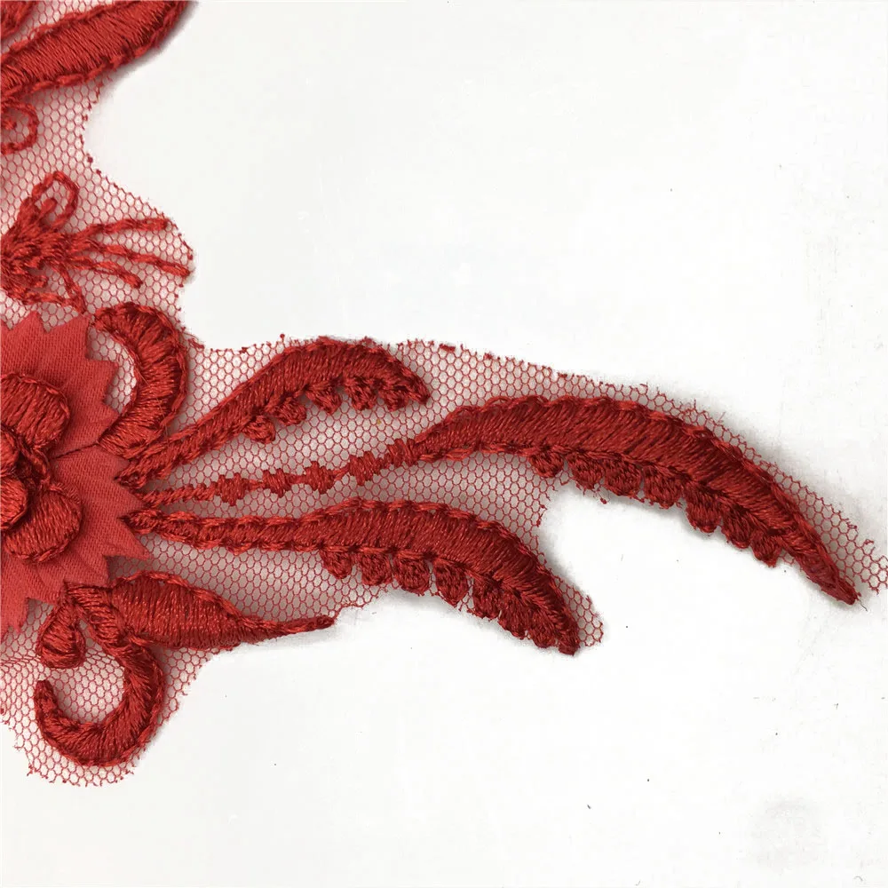 3D Craft Supplies Trim Sewing Lace Embroidery Needlework Garment Decoration Collar Colorful Lace Applique Fabric 1 Pair