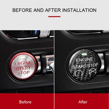 

Car Engine Start Stop Push Switch Button Cover Black Trim Sticker for Ford Mustang 2015 2016 2017 2018 2019 2020 accessories