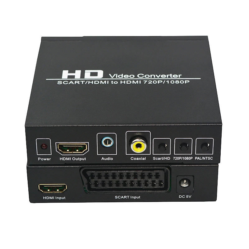 Full HD 1080P Digital Converter High Definition Video Converter SCART to HDMI-compatible EU/US Power Plug Adapter For HDTV HD