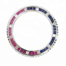 Hot Colorful Brand Watch Parts Rainbow Stainless Steel and Cubic Zirconia 40mm Bezel