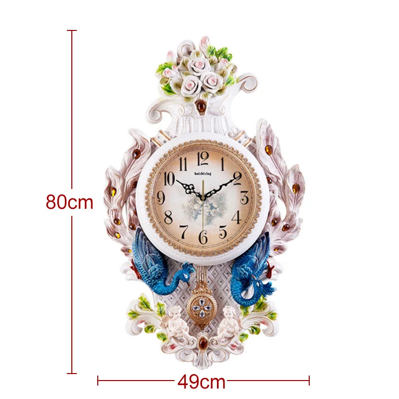 Oversized Peacock Swing Wall Clock Z1215-1  
