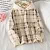 Women Fleece Hoodies Sweatshirt 2022 Winter Plaid Pirnted Cotton Hooded Sweatshirt Casual Loose Hooded Pullover Oversize Jacket ► Photo 3/6