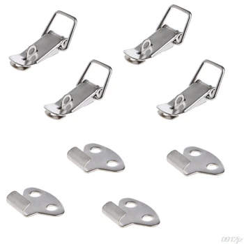 

4Pcs Hardware Cabinet Boxes Spring Loaded Latch Catch Toggle Hasp Iron Hasp For Sliding Door Window Cabinet