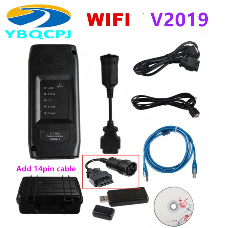 V2019 ET3 и 14PIN & 9PIN кабель ET 3 для адаптера III Φ CAT3 Диагностика грузовика WIFI cat 317 7485
