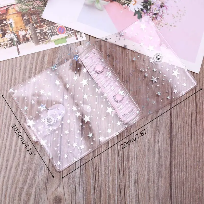 

Transparent Star 3 Holes Mini PVC Loose Leaf Binder Notebook File Folder Cover