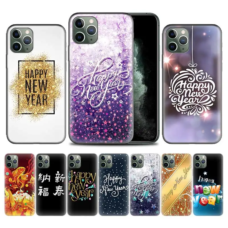 

happy new year Case for Apple iphone 11 Pro XS Max XR X 7 8 6 6S Plus 5 5S SE 5C Soft TPU Phone Cover Coque
