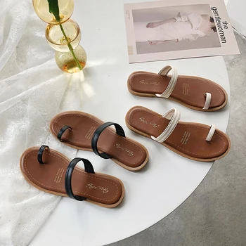 

Shoes Women Woman's Slippers Luxury Slides Rubber Flip Flops Soft 2020 Flat Designer Hawaiian PU Rome Basic Casual Leisure