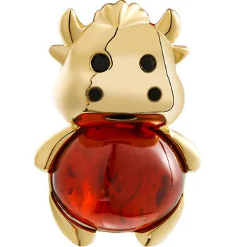 

DARA Red cow Women Brooch For Women