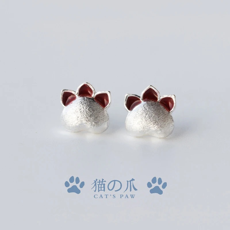 Серьги гвоздики в виде кошачьих лап 8 х8 мм|earrings gift|fashion stud earringsstud earrings |