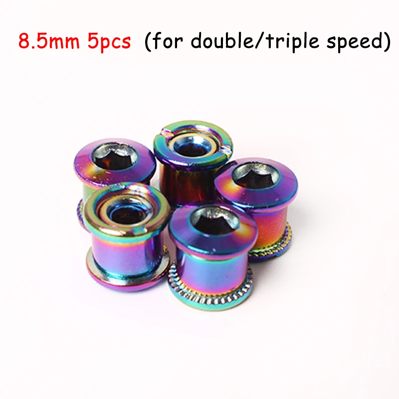 5PC 8.5 colorful KRSEC MTB Chainring Bolt 5PC 6.5mm 8.5mm Bicycle Chainwheel Sliver Crew Mountain Bike Road Bicycle Crank Screw Disc Bike - Цвет: 5PC 8.5 colorful