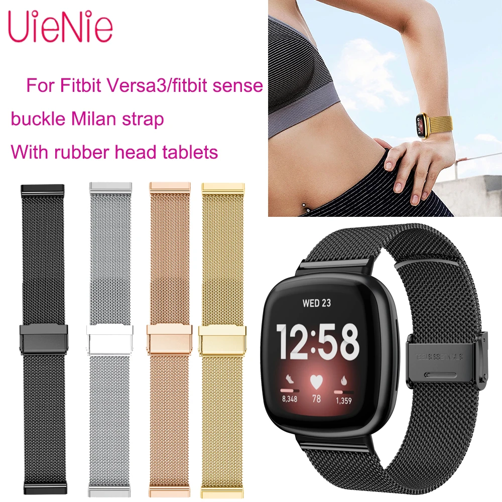 

Milan Strap With Rubber Head Tablets Belt For Fitbit Versa3/Fitbit Sense Smart Watch Replacement Wristband Bracelet Accessories