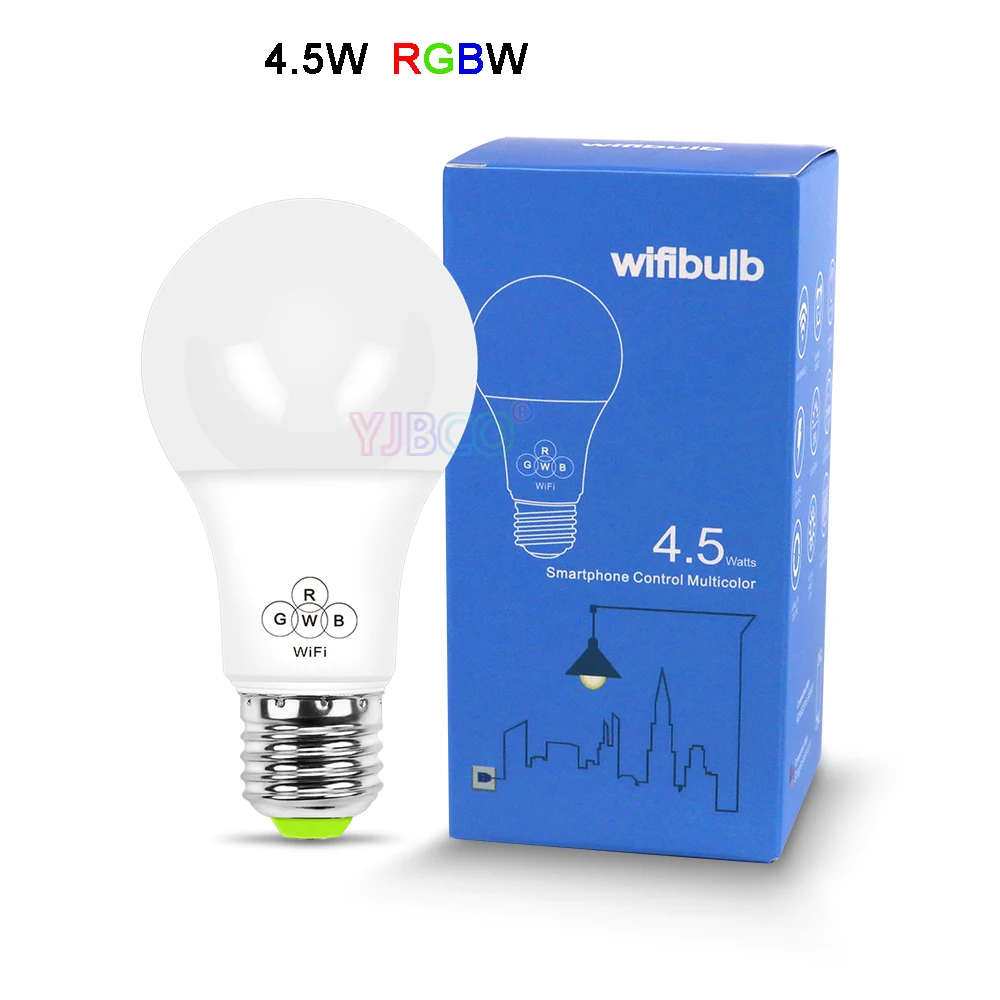 

4.5W E27 Smart WiFi LED Bulb MusicWifi Voice Control RGBW Timing Light Bulb for Android 4.0/IOS9.0