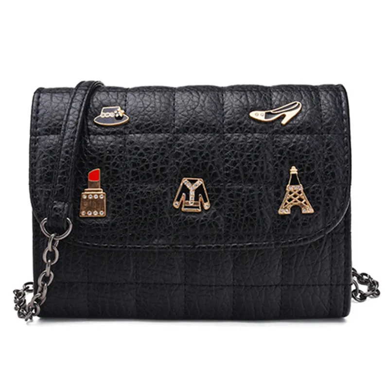 

2017 New Style Korean-style Badge WOMEN'S Bag Fashion Crossbody Bag Versatile Rhombus Bag Trend Chain Square Sling Bag