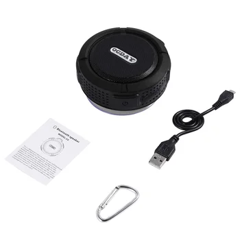 

OCDAY C6 Plastic Portable Wireless Speaker Shower Speaker with Calls Handsfree and Suction Cup Waterproof USB Play Video ONLENY
