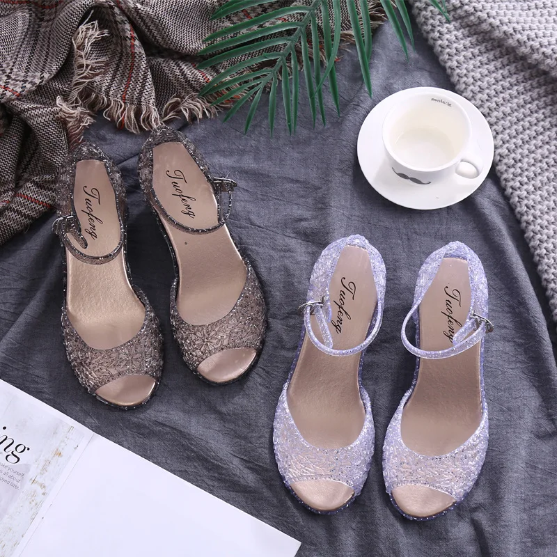 

H2 Spring Korean-style Kitten Heels Straight-line Buckle Cover Heel Rome-Style Chunky-Heel Versatile Peep-toe Sandals WOMEN'S Hi