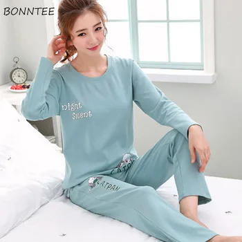 

Pajama Sets Women Sleep Set Printing Soft Winter Sleep Clothes Womens Round Neck Long Sleeve High Quality Elasticity Casual