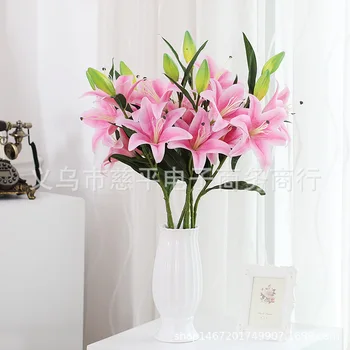 

Film Handfeel Lily 5 Head 3 Head Lily Flower Artificial Flower Flower Arrangement Home Decoration Artificial Flower Floral