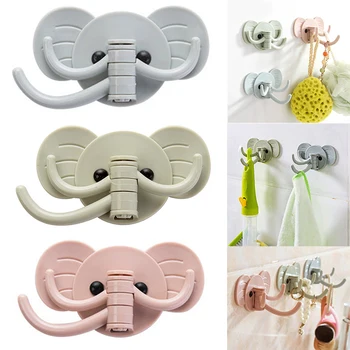 

cute elephant wall hanging hook kitchen bathroom nail free door hook three hook strong viscose seamless for hanger kitchen use