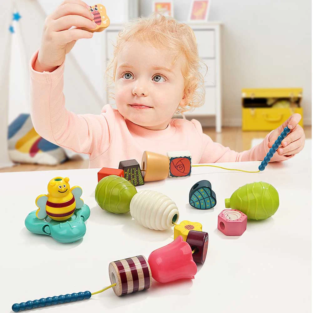 Kids Building Blocks DIY Beads Blocks Beads Shape Threading Toy Jigsaw