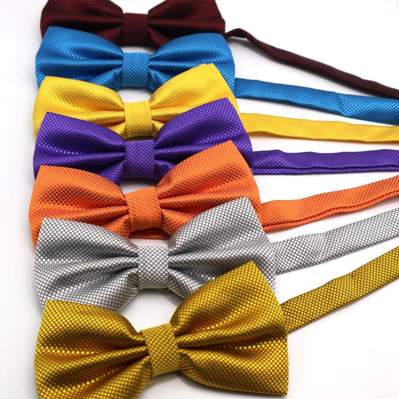 Регулируемый мужской однотонный шелковый галстук бабочка из полиэстера для