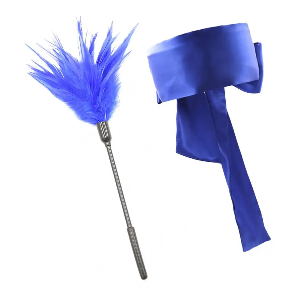 Satin Blindfold Eye Mask Feather Tickler Whip Naughty Party Game Adults Toys 