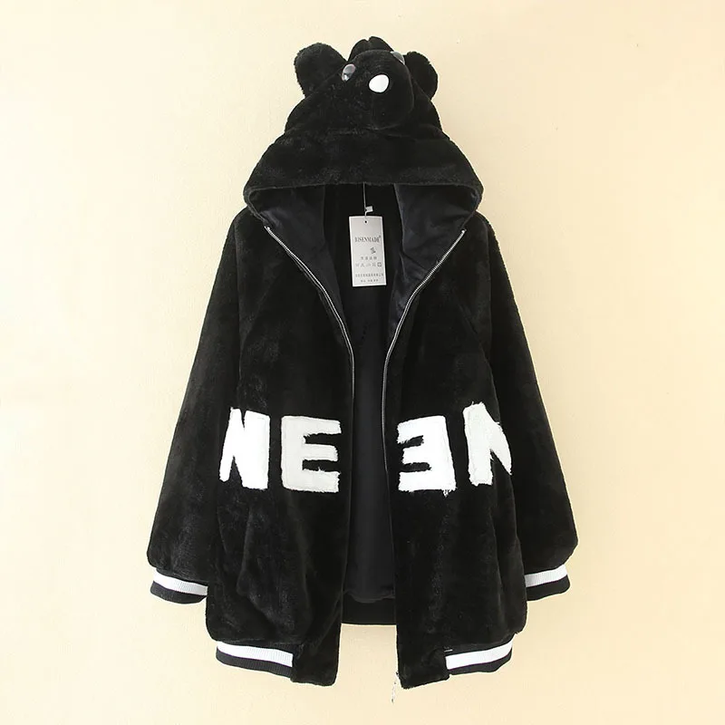 

2019 Winter New Style Korean-style Mid-length Thick Cute Students CHIC Lambs Wool Plush Large Size Modern And Trendy/women