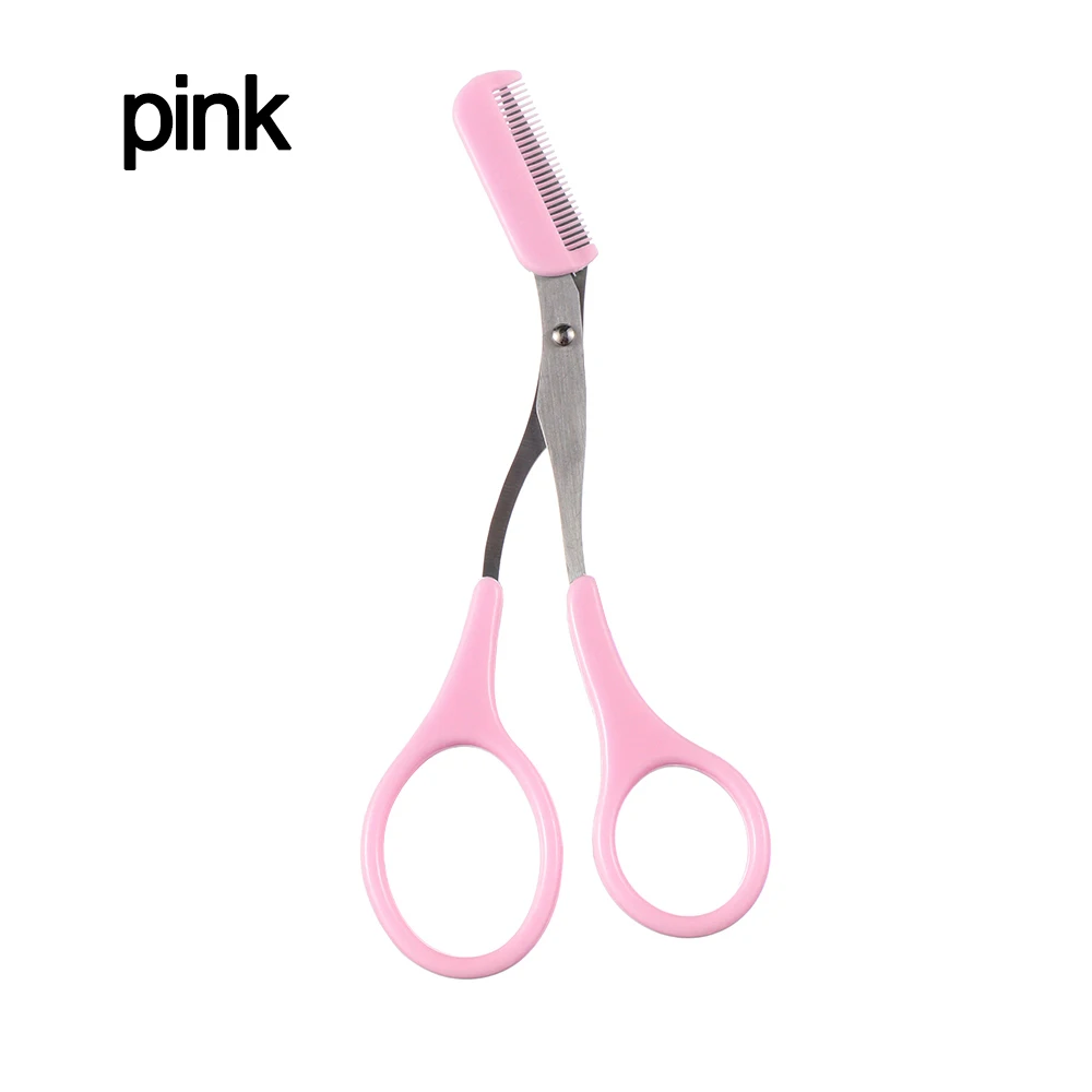 Eyebrow Trimmer Scissors With Comb Remover Makeup Tools Hair Removal Grooming Shaping Shaver Trimmer Eyelash Makeup Scissors - Цвет: pink