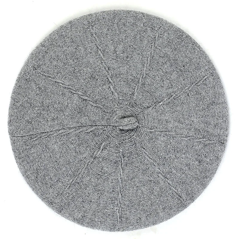 light gray Зимний женский кашемировый однотонный французский стильный берет элегантная теплая шапка милая мягкая Осенняя шапка для девочек - Цвет: light gray