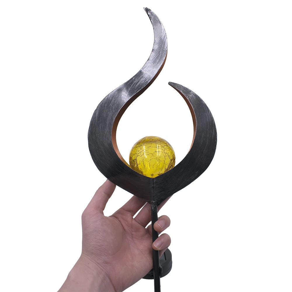 

Solar Power Flame Light Metal LED Ornament Landscape Light Outdoor Flame Effect Lawn Yard Garden Decor