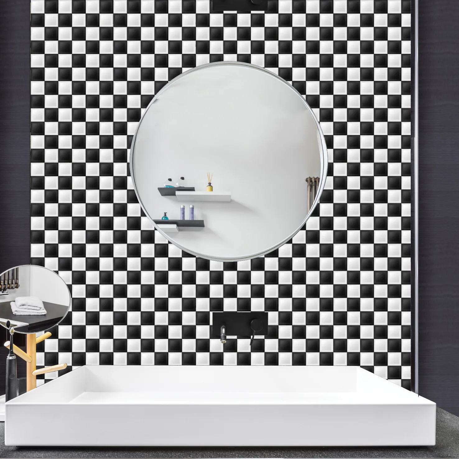 6 шт 3D стерео настенные наклейки самоклеящиеся обои моделирование мозаичная плитка самоклейка самоклеющиеся кухонные стикеры Водонепроницаемый 20x20 см