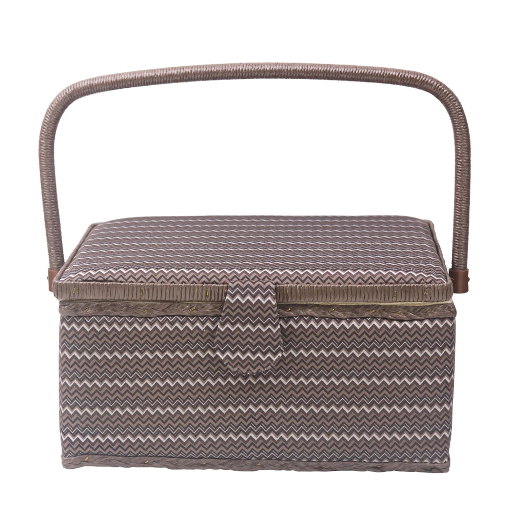 

Big Sewing Kits Sewing Box Fabric Sewing Storage Basket With Free Sewing Accessories Fabric&Wooden Craft Christmas Gifts