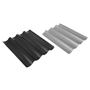 

2 Pcs French Bread Baguette Baking Tray Perforated Non Stick Loaf Mold