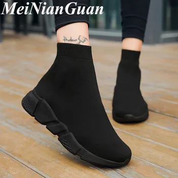 

Large Sizes Men Shoe Lightweight Men's Sneaker Couple Summer Shoes Man High Top Sock Shoes Flying Weaving Mens Casual Shoes L1