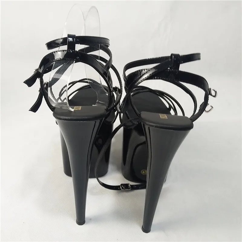 20CM lacquered platform sexy heels, cross-lace sexy women's shoes, 8-inch banquet stage heels, dancing shoes
