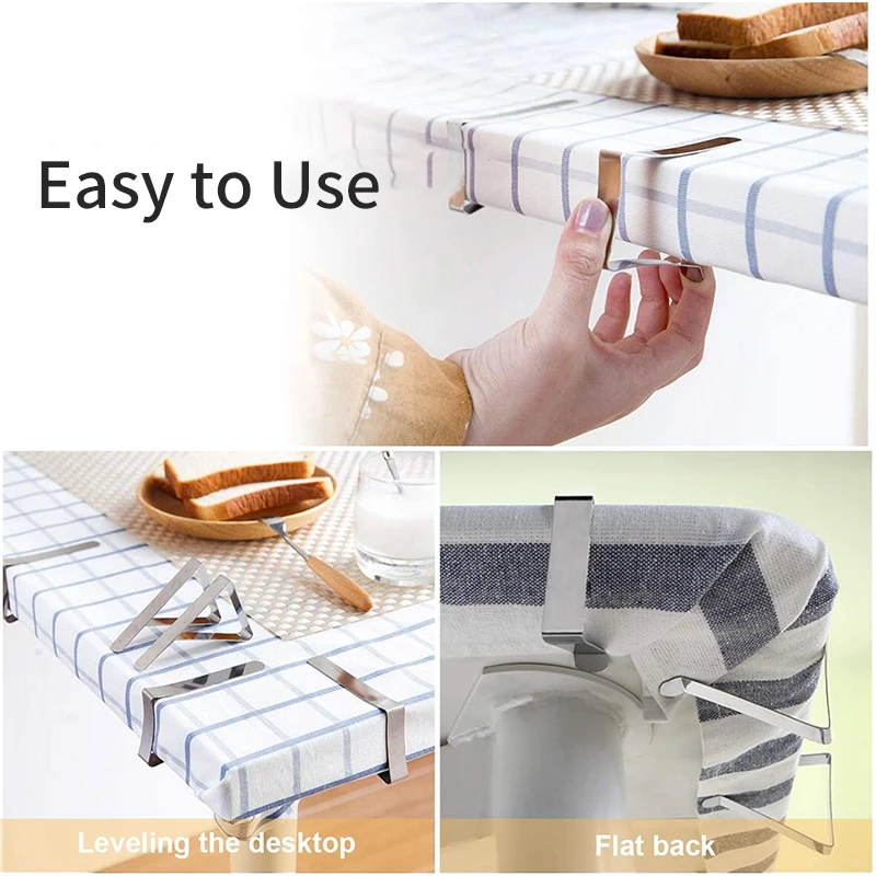 4 Pinces à Nappe En Acier Inoxydable - Anti-glisse - Pour Tables Jusqu'à 6 Cm D'épaisseur - Idéal Extérieur, Jardin, Fêtes