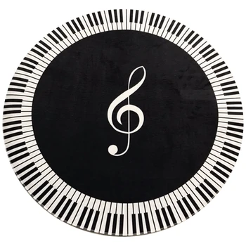 

New Carpet Music Symbol Piano Key Black White Round Carpet Non-Slip Carpet Home Bedroom Mat Floor Decoration