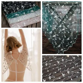 

Embroidered Mesh tulle and lace fabric by the yard for bridal wedding dresses Home decoration diy curtain materials
