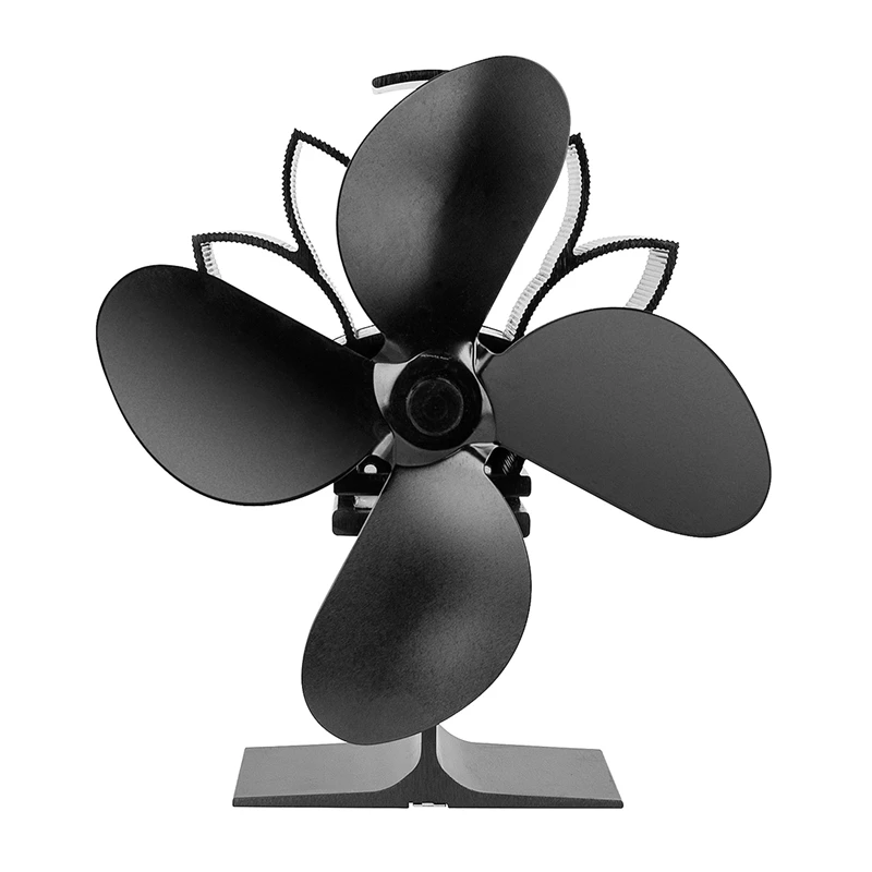 

4 Blade Wood Stove Fan Heat Powered Fireplace Fan with Magnetic Thermometer for Wood Log Burner