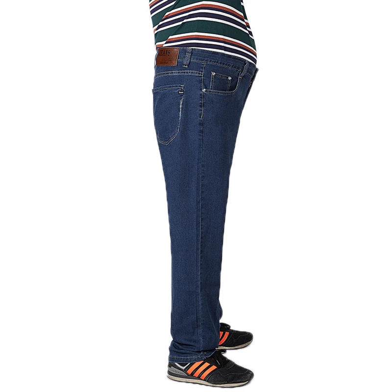 Классические мешковатые мужские джинсы больших размеров 30-54, новинка, весна-осень, мужские повседневные однотонные прямые длинные Стрейчевые университетские джинсы на молнии