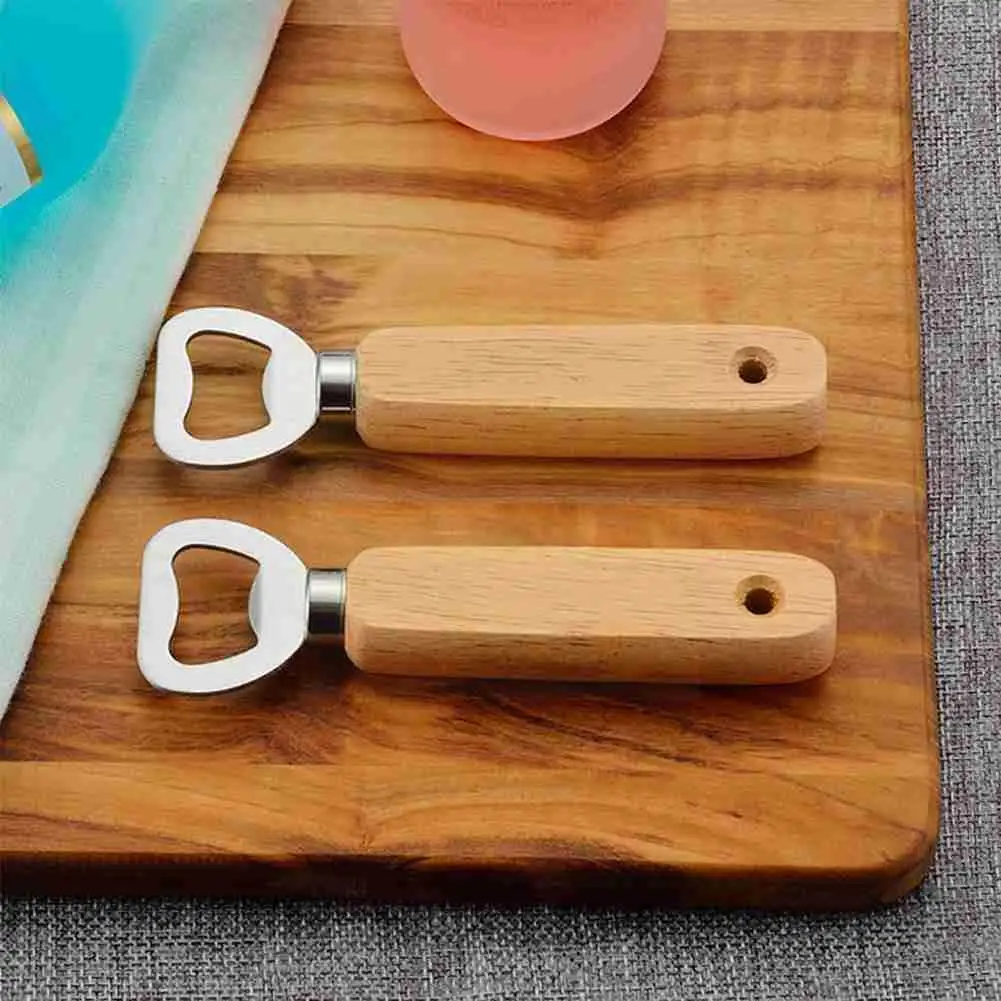 Wine Opener Bartender Bottle Opener Rubber Wood Handheld Wine Beer Soda